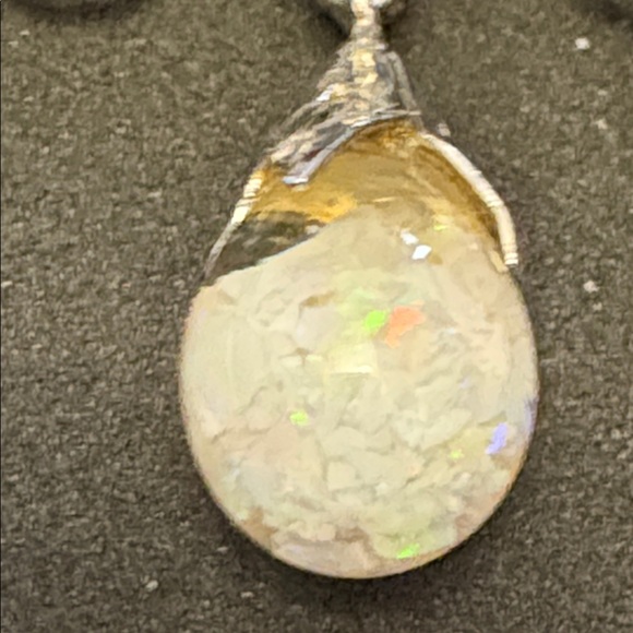 Elegant Sterling Silver Floating Opal Pendant Necklace - Picture 2 of 9
